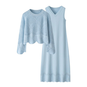 Luxury 2-Piece Cashmere Knit Dress Set – Soft Sweater Outfit for Women