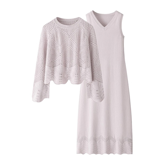 Luxury 2-Piece Cashmere Knit Dress Set – Soft Sweater Outfit for Women