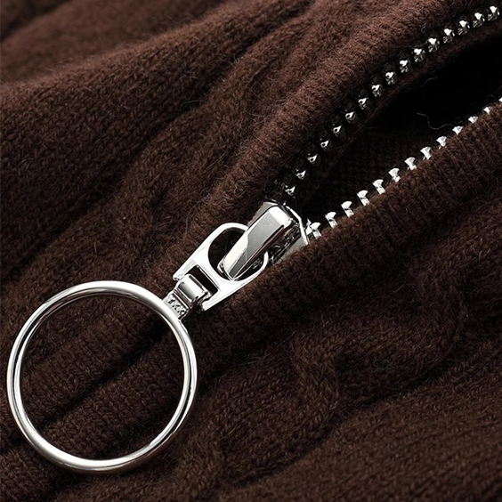 Women’s Colorblock Cashmere Zip Cardigan – Soft Knit Luxury Sweater