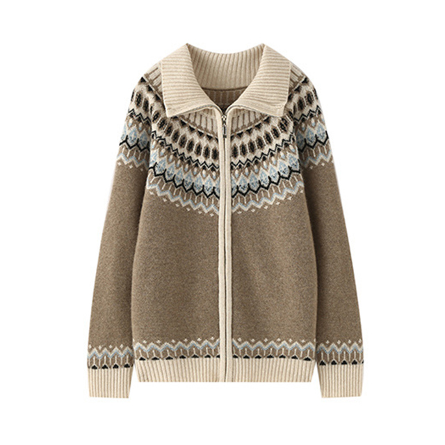 Áo len Cashmere của Women Cashmere Fair Isle với khóa kéo
