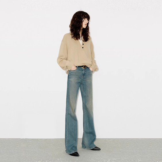 Cashmere Knit Henley Sweater for Women Soft Luxury V-Neck Pullover