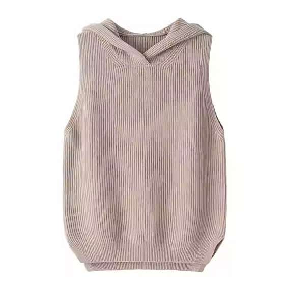 womens white cashmere ribbed hooded vest