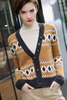 Jacquard V Neck Cashmere Sweater