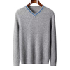 Men Cable Knitted V Neck Cashmere Sweater