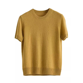 Women cashmere wool Round Neck Short Sleeve 