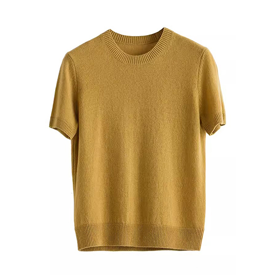 Women cashmere wool Round Neck Short Sleeve 