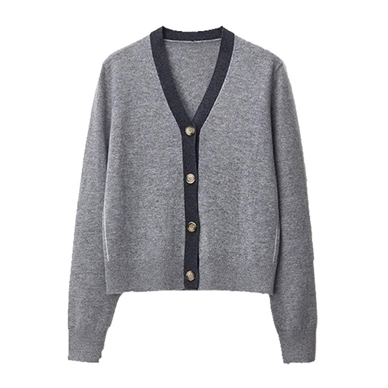 Single Breasted V-Neck cashmere wool Cardigan