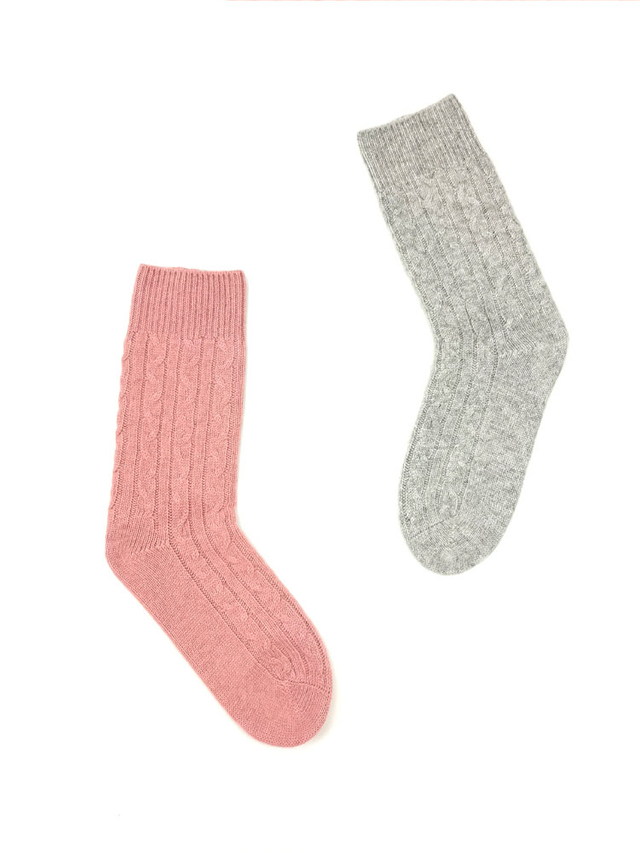 Cozy Cable Knit pure Cashmere Socks