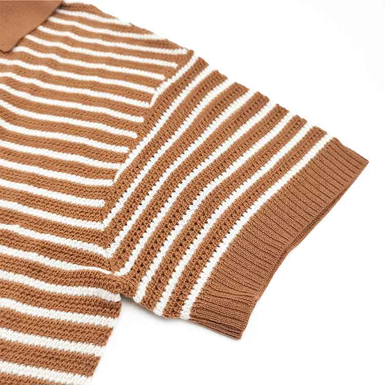 Women 100% Wool Striped POLO Shirt 1