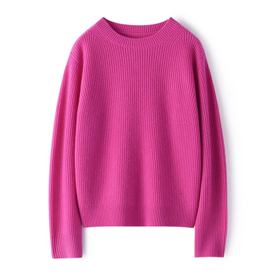 Women Rib Knit Crew Neck Sweater