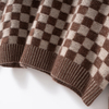 Women's crew neck checkered knit pullover sweater