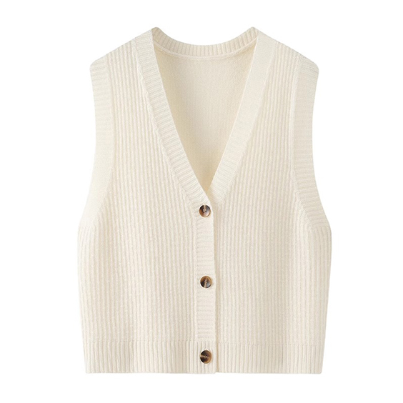 Womens Mongolian Cashmere V-Neck Cardigan Fisherman Sweater Vest