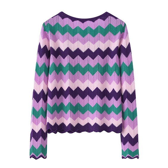 Women’s Striped Cashmere Sweater – Multicolor Crew Neck Jumper Pullover