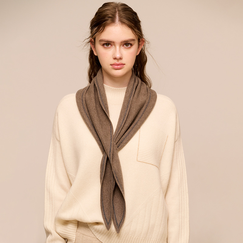 cashmere knit triangle neck scarf