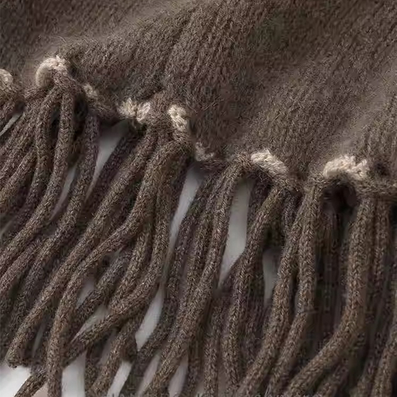Oversized 100 % Cashmere poncho Cape with Fringe 