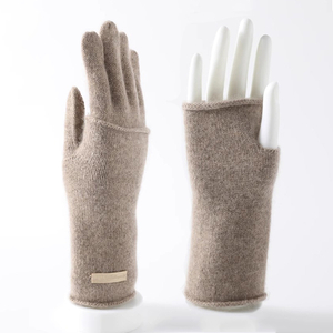 Versatile double-layered 7 gauge knit cashmere gloves