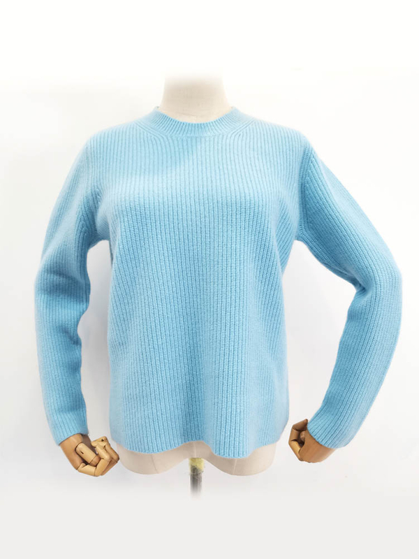 Women Rib Knit Crew Neck Sweater