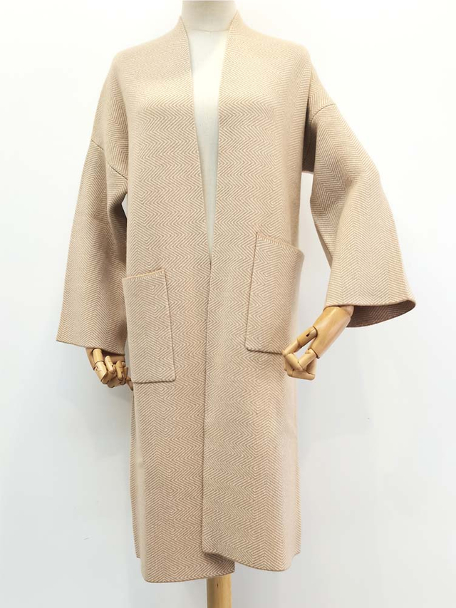 Women Herringbone Cashmere Coat