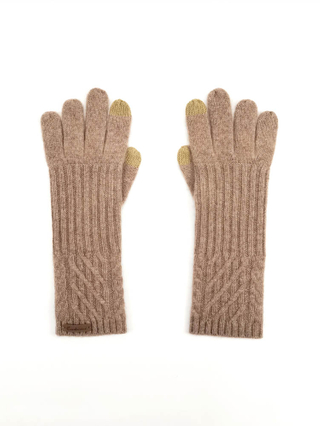 Long Cable Knit Cashmere Gloves