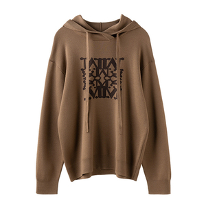 Logo Kustom Bordir Knit Wool Hoodie Sweatshirt Baru Untuk Wanita