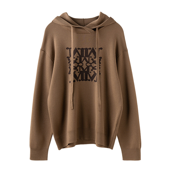 Custom Logo Embroidered Knit Wool Hoodie Sweatshirt New for Women