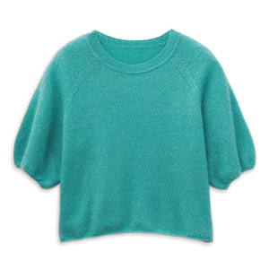 Womens Short Sleeve Silk Cashmere Blended T-Shirt Knitted Cashmere Sweater
