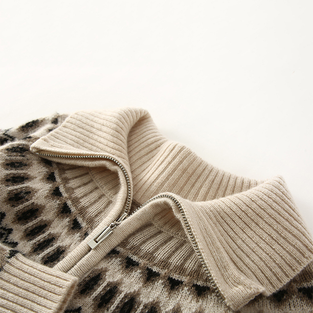 Áo len Cashmere của Women Cashmere Fair Isle với khóa kéo