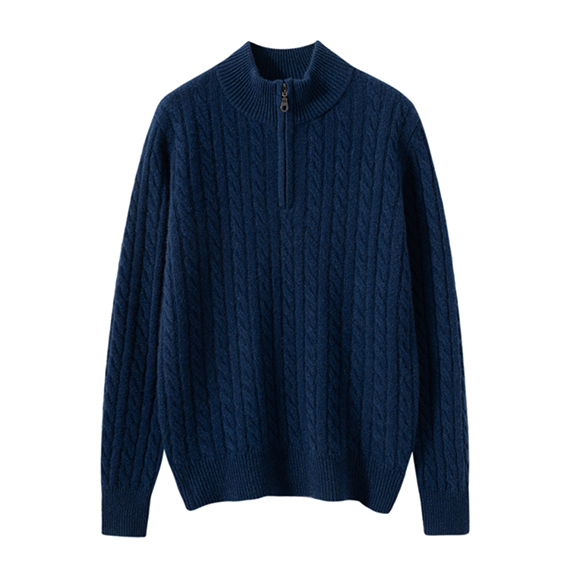 Cable-Knit Quarter Zip Long Sleeve Cashmere Sweater Women