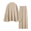 Wholesale 2 piece turtleneck knit cashmere sweater and skirt combo set