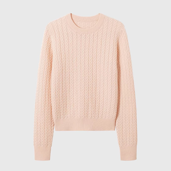 Women's 100% Cashmere Sweater Manufacturer Crew Neck Cable Knit Luxury Pullover Jumper