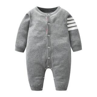 ODM New Design Single Breasted Knitted Baby Rompers Wholesale Spring 100% Cotton Baby Knit Romper