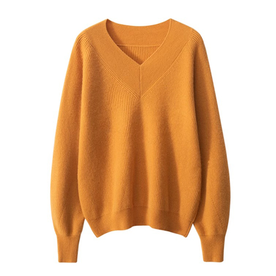 Women Crop V Neck Cashmere Sweater