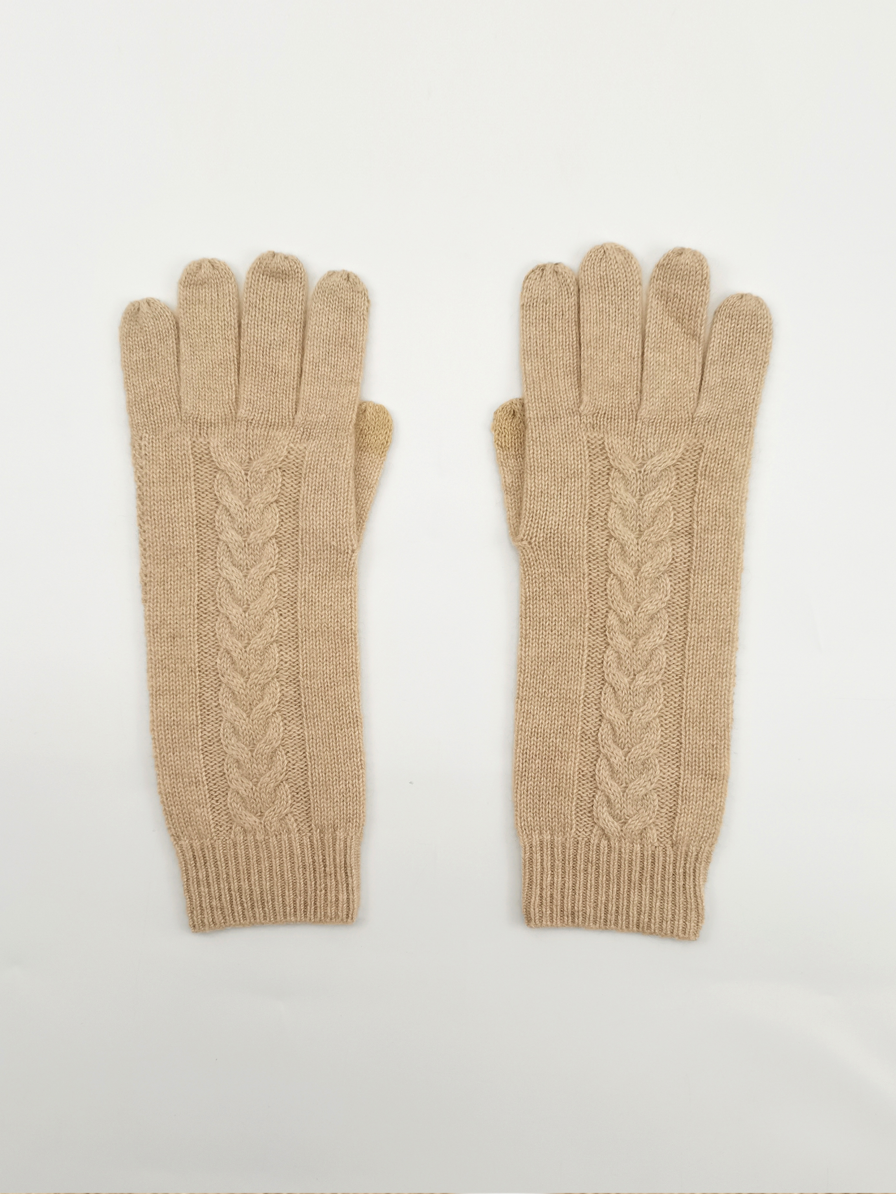Cable Knit Cashmere Long Gloves