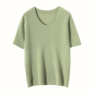 Womens Worsted 100 cashmere U-neck t-shirt sweater