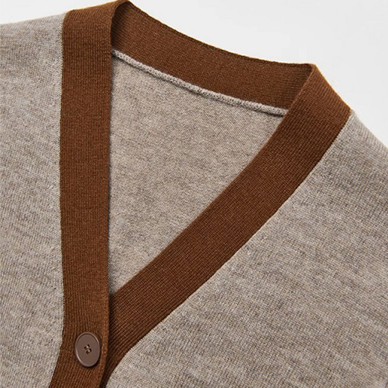 Single Breasted V-Neck cashmere wool Cardigan