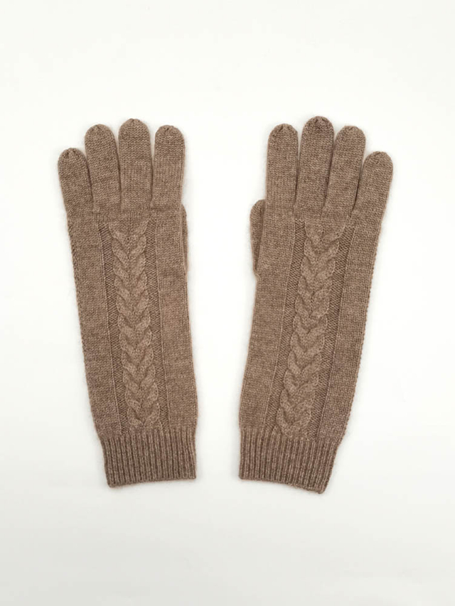 Cable Knit Cashmere Long Gloves