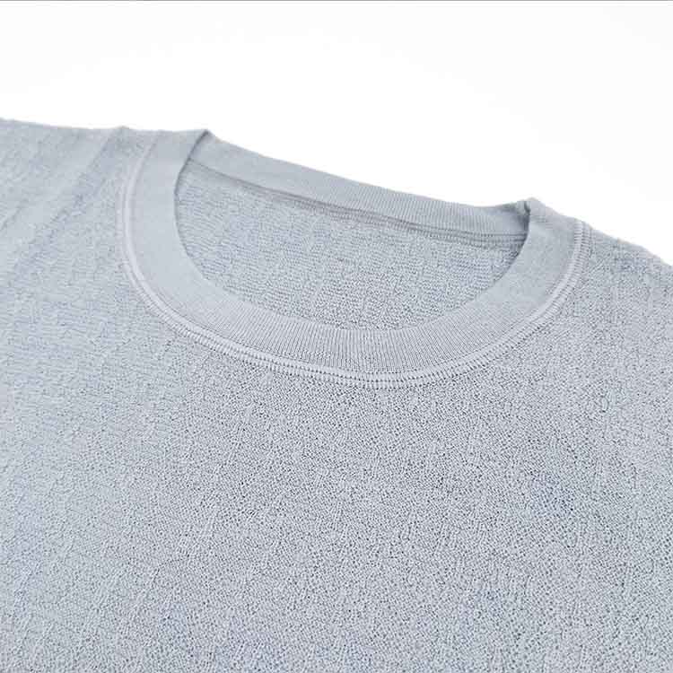 wool solid color crew neck T-shirt 2