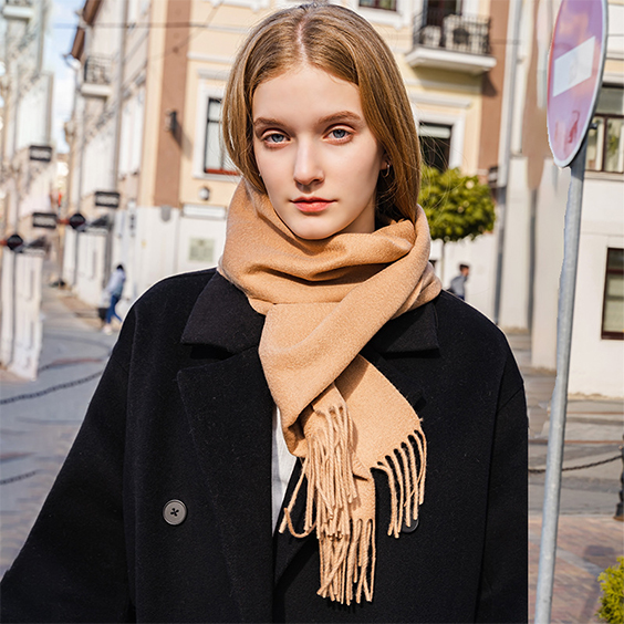 Custom logo cashmere fringed scarf