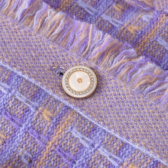 Luxury Fringed Lilac Cashmere Cardigan – Soft Knit Women’s Button-Front Sweater
