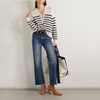 Wanita renda-up striped mongolia cashmere pullover hoodie