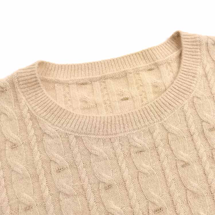 Women Crew Neck Cable Knit Sweater 5
