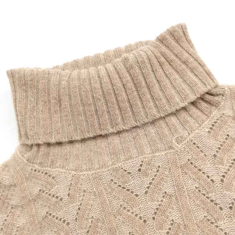 Women High Neck Knitted Hollow Sweater 5