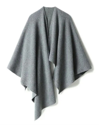 Lady Plain Knitted Cashmere Poncho