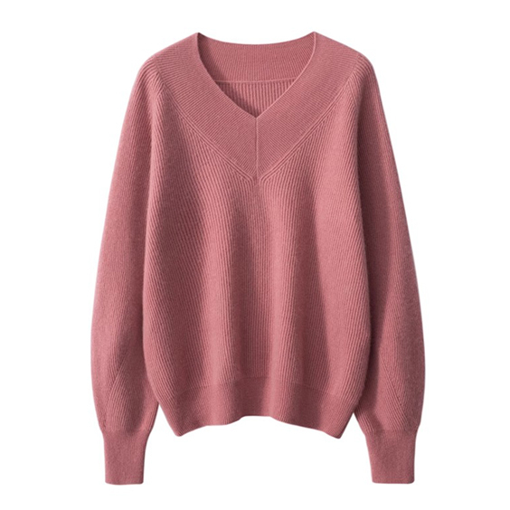 Women Crop V Neck Cashmere Sweater