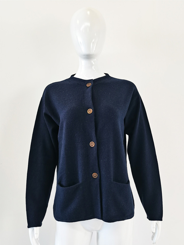 Women crewneck Pocket Cashmere Cardigan