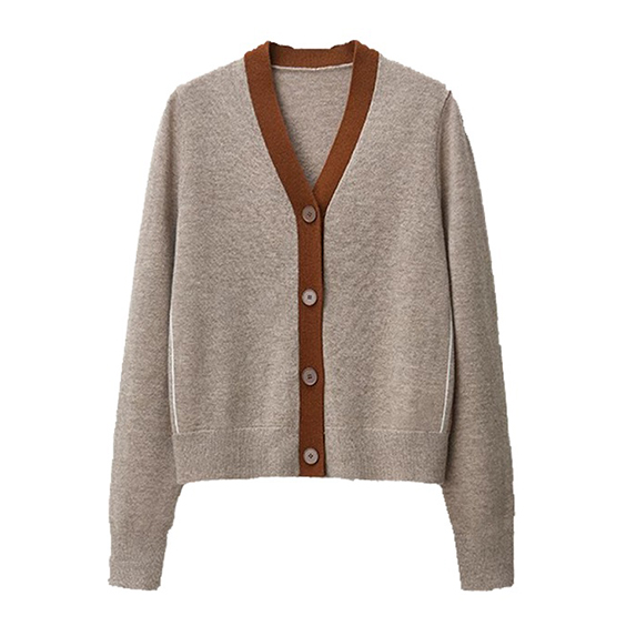 Single Breasted V-Neck cashmere wool Cardigan