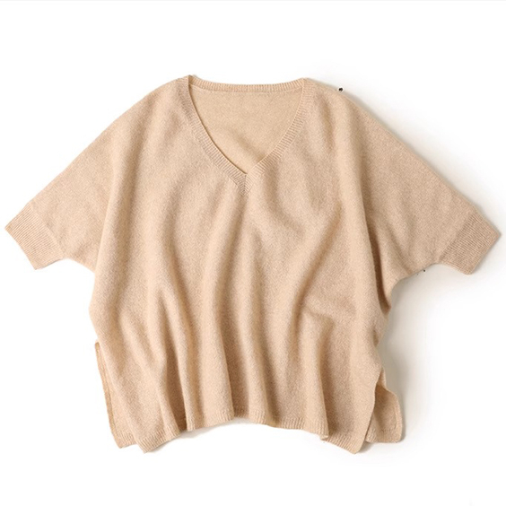 Women V Neck Cashmere Short sleeve sweaters