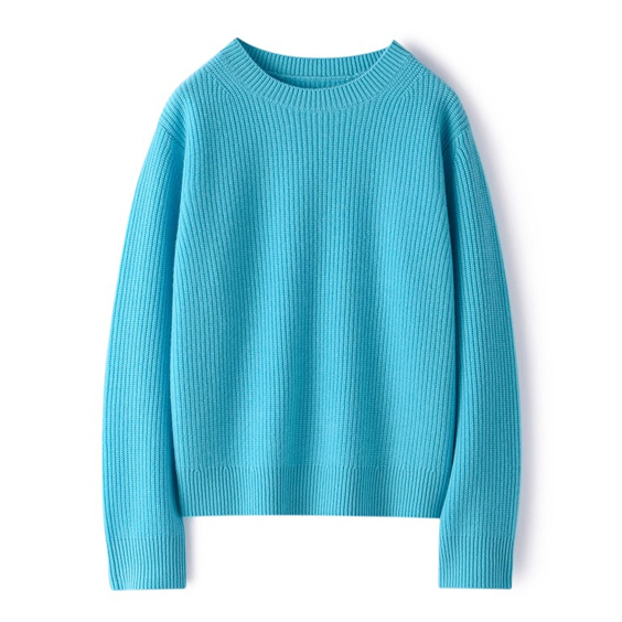 Women Rib Knit Crew Neck Sweater