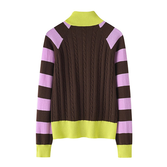 Women’s Colorblock Cashmere Zip Cardigan – Soft Knit Luxury Sweater