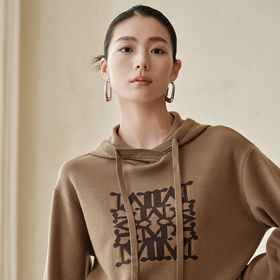 Custom Logo Embroidered Knit Wool Hoodie Sweatshirt New for Women